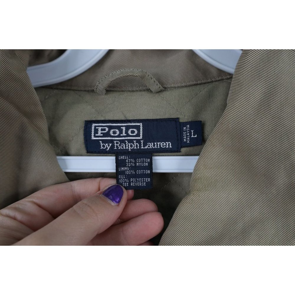 Vintage 90s Ralph Lauren Mens Large Faded Quilt Lined Chore Barn Jacket Beige - Picture 4 of 14